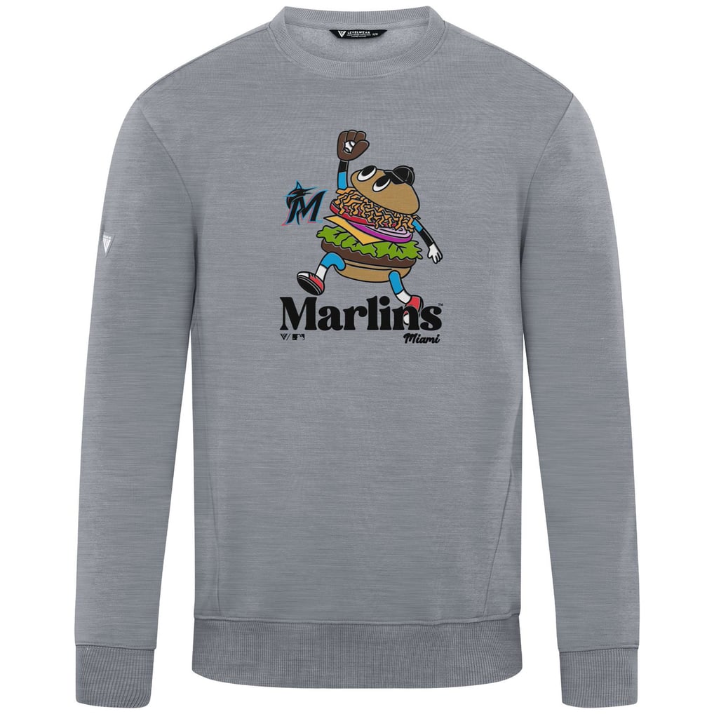  Miami Marlins Levelwear Zane Ballpark Food Pullover Sweatshirt - Gray
